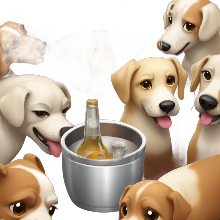 A bunch of dogs drinking alcohol  emoji