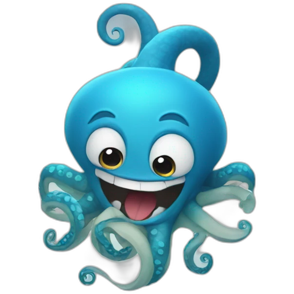 cute blue kraken laughing emoji