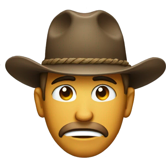 A crying man with a coyboy hat emoji