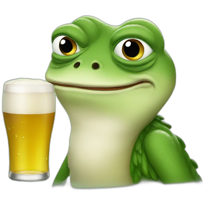 pepe the froh drinking beer emoji
