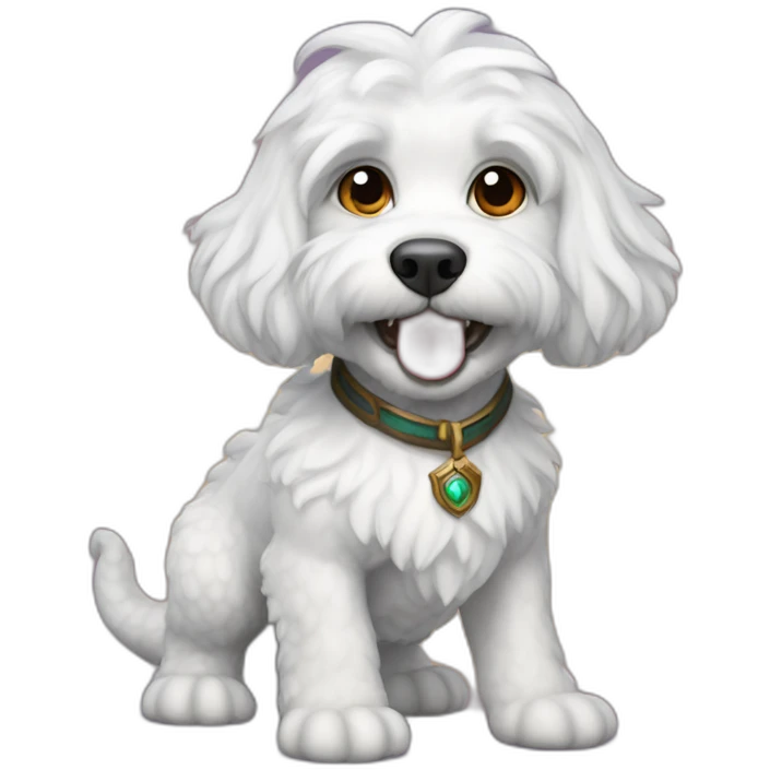 White cavapoo as dragon from World of Warcraft  emoji