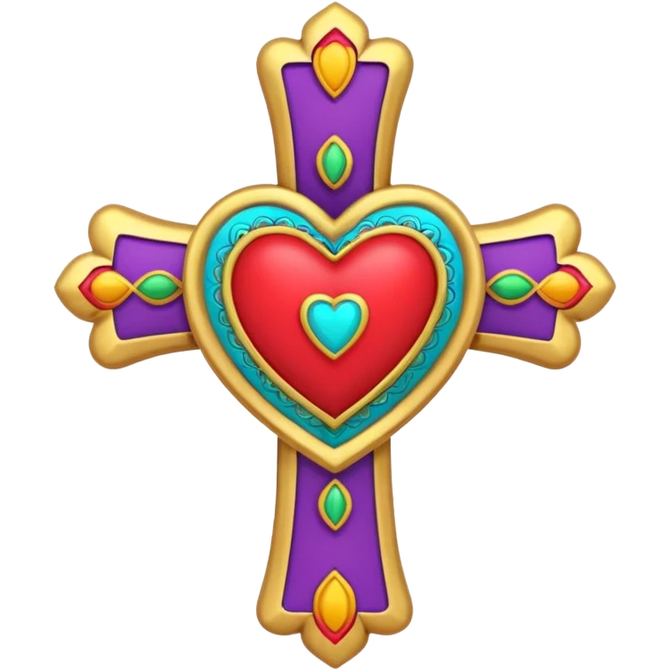 コラソンと十字架を組み合わせてメキシカンな感じの十字架を生成してください emoji