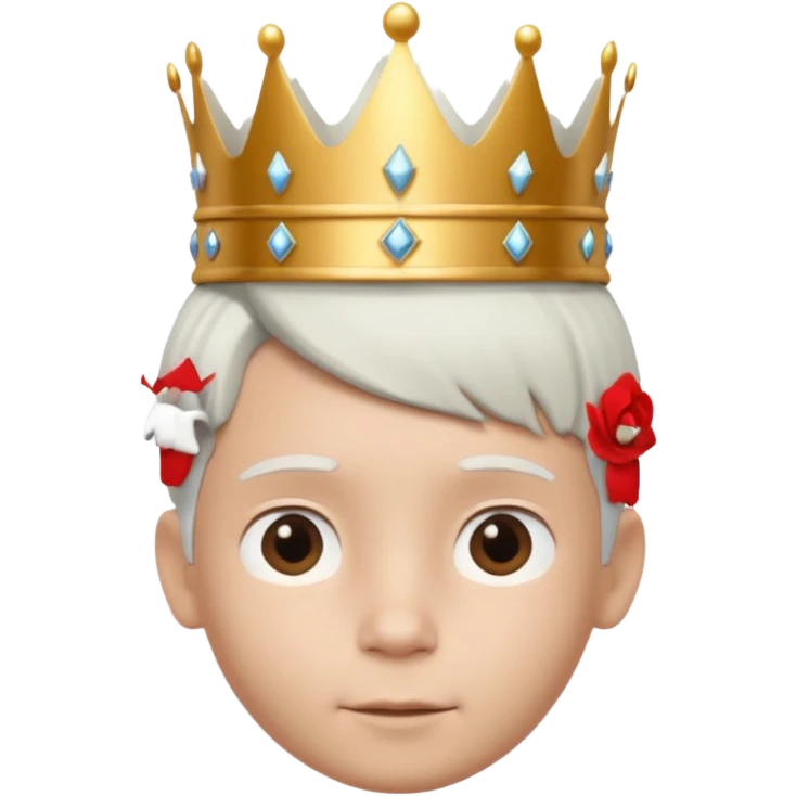 Royal latin Kid boy with crown head 3d style only face half rotate head white hair 3d face in rotate emoji