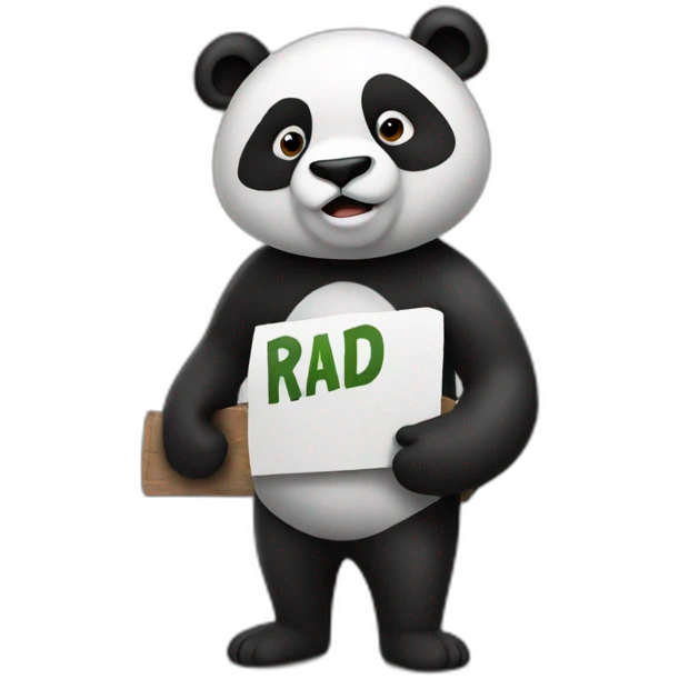 Panda holding "raid" sign emoji