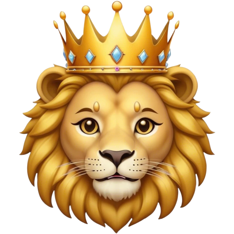 Lion with crown with lashes and make up  emoji
