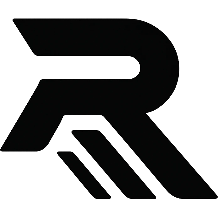 logo for RizzRail, modern, bold, memorable, suitable for a tech or transportation company, clean lines, strong presence, no text emoji