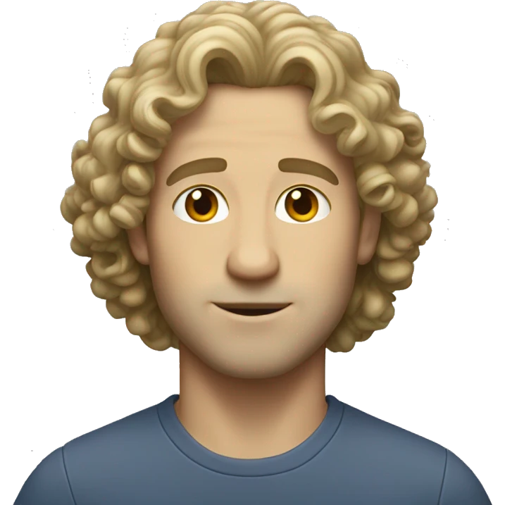 White guy with medium length curly hair emoji