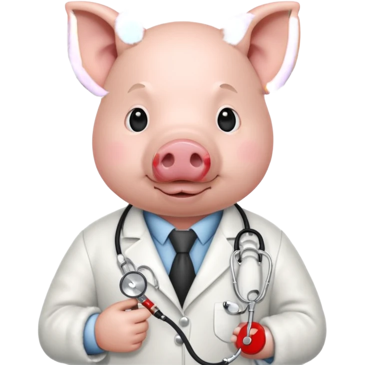 Pig in white coat holding stethoscope.













 emoji