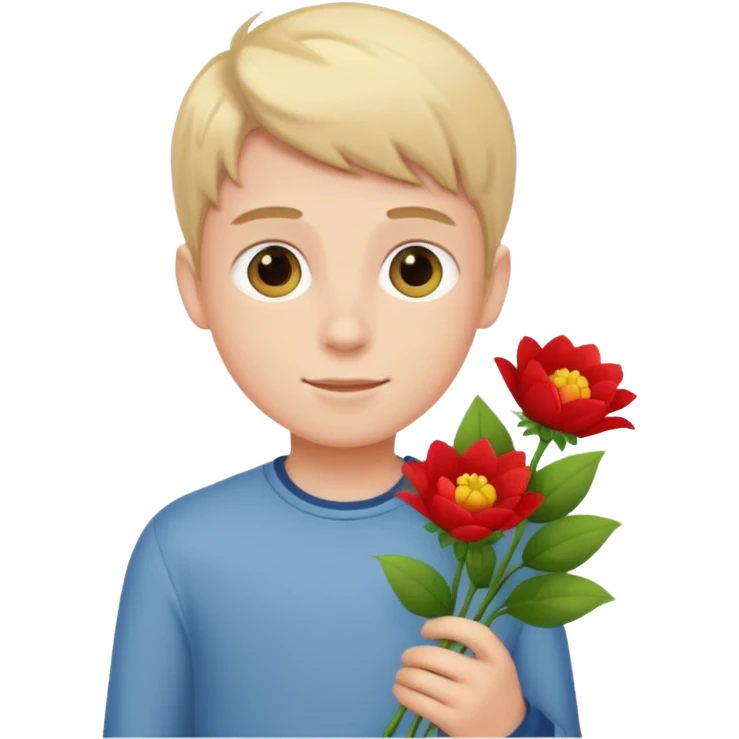 make a boy holding flowers emoji