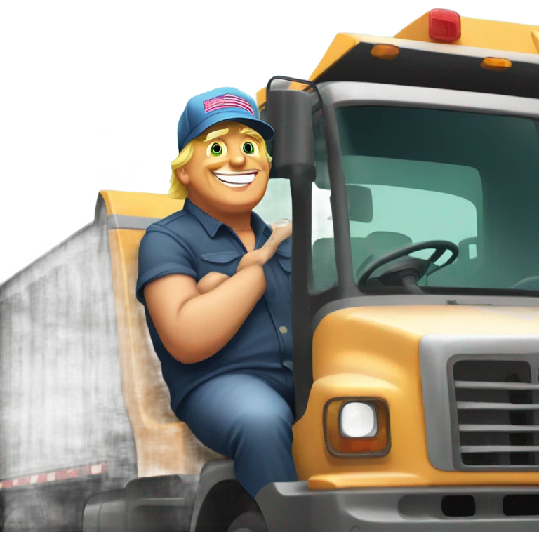 Trump in garbage truck emoji