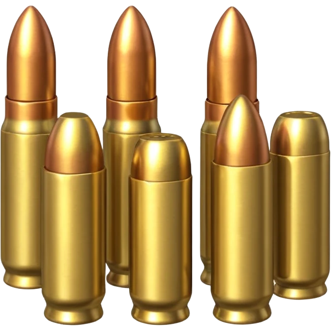 five gun bullets. four of them of one color and the fifth one of another color emoji