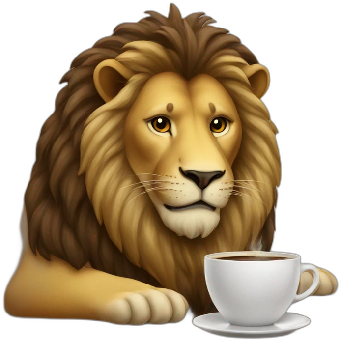 a lion drinking coffee emoji