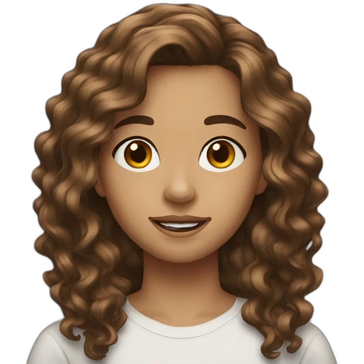 teenager brown wavy hair emoji