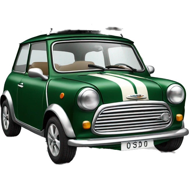 Coche mini verde oscuro con rayas blancas emoji