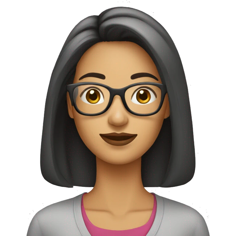Mujer con lentes madura cabello corto con lentes emoji