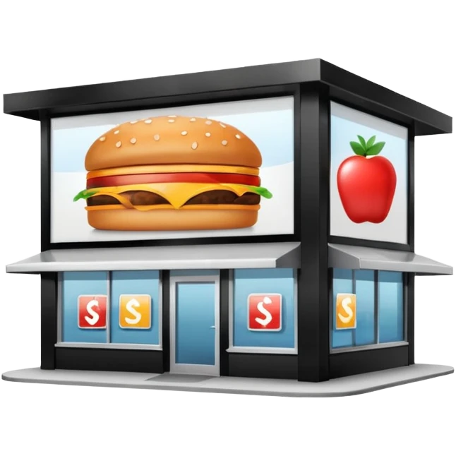 Self-service restaurants building with bilboard emoji