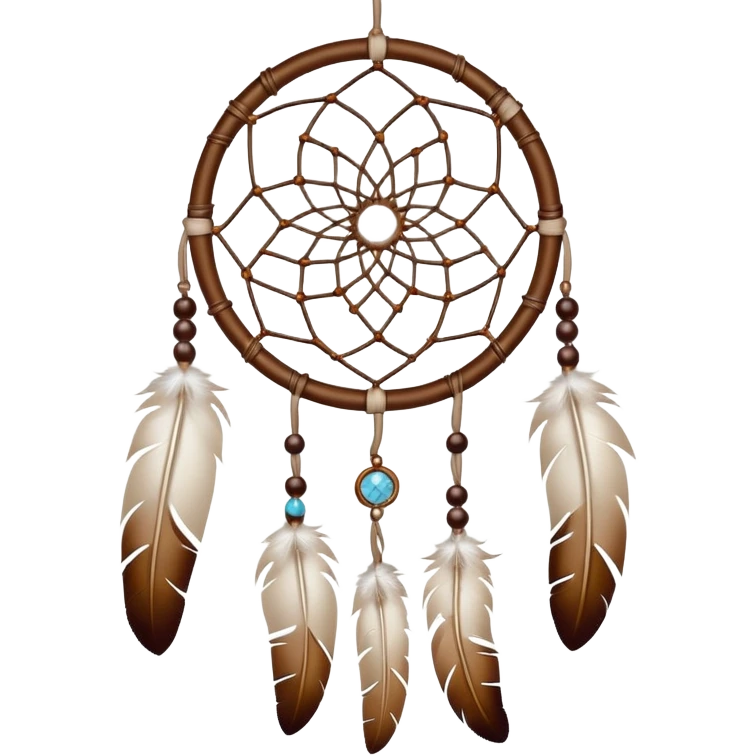 white dream catcher with brown beads emoji