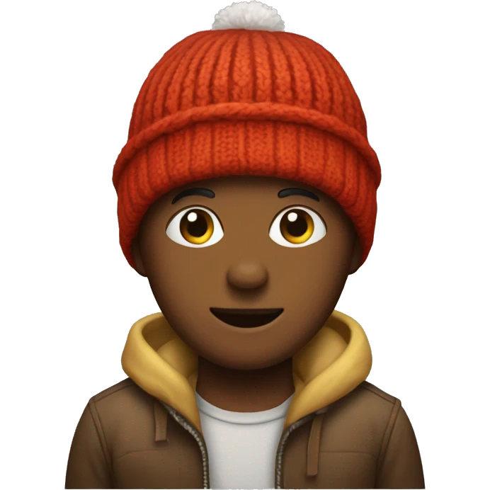 An emoji wearing a sled-shaped beanie. emoji