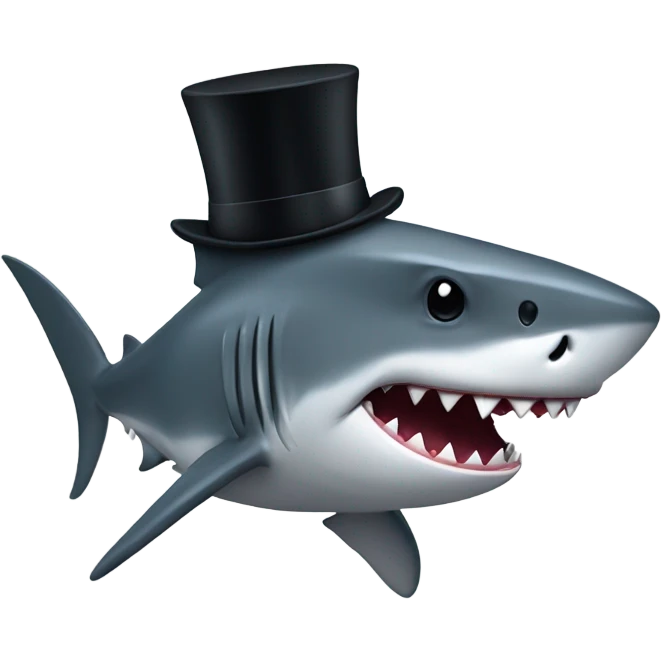 Shark with a top hat emoji