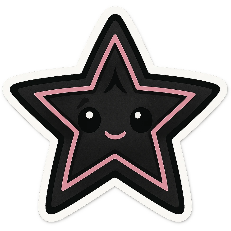 BLACKPINK-inspired gothic star, cute and bold, black and pink, no hearts emoji