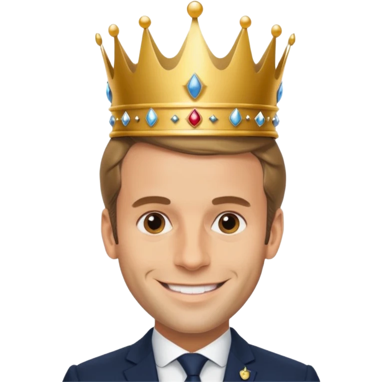 Manuel Macron avec une coronne emoji