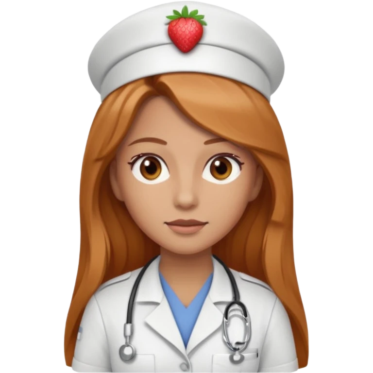 nurse with long dark strawberry blonde hair with brown eyes emoji