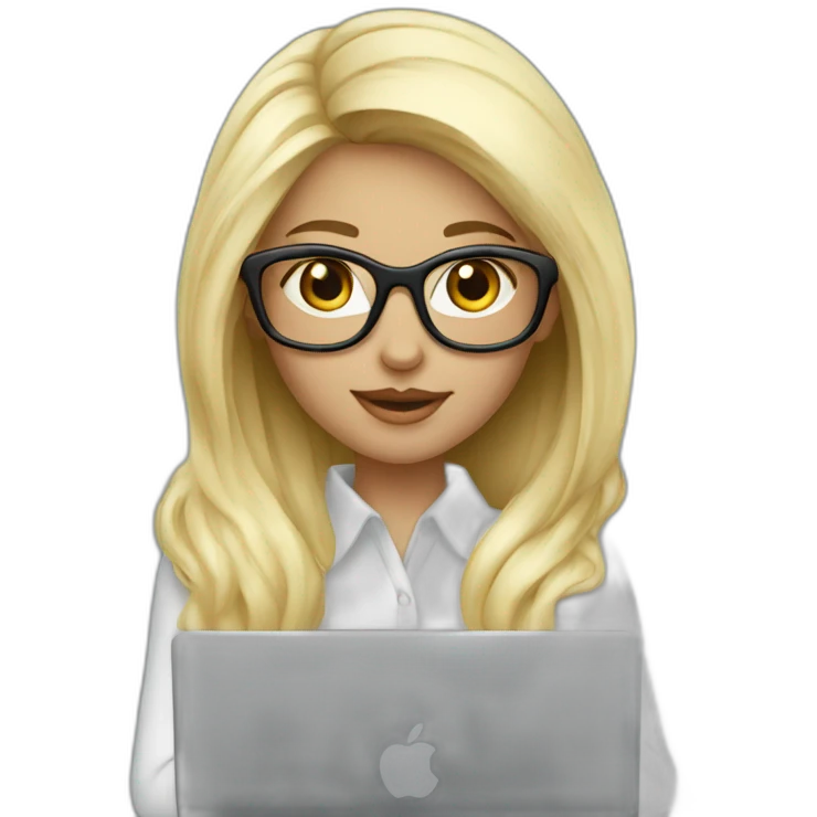 platinum-blonde-girl-in-glasses-using-macbook emoji