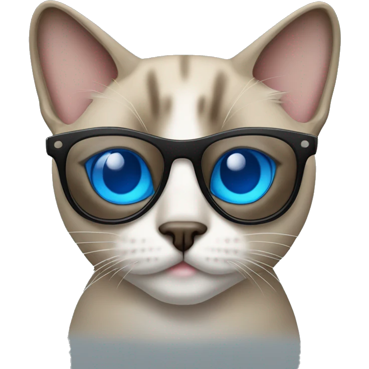 blue eyed siamese Tabby mixed cat wearing sunglasses  emoji