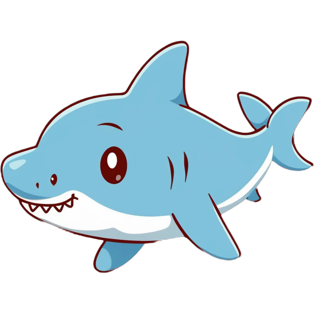 cute cartoon shark swimming emoji