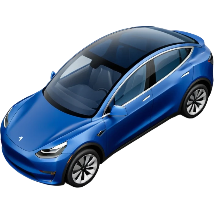 A Tesla Model Y parallel parking at a curb, from above emoji