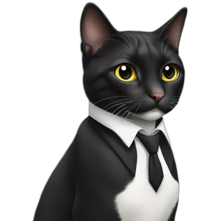Tuxedo cat in tie emoji