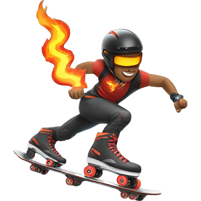 rollerblading with fire and thunder emoji