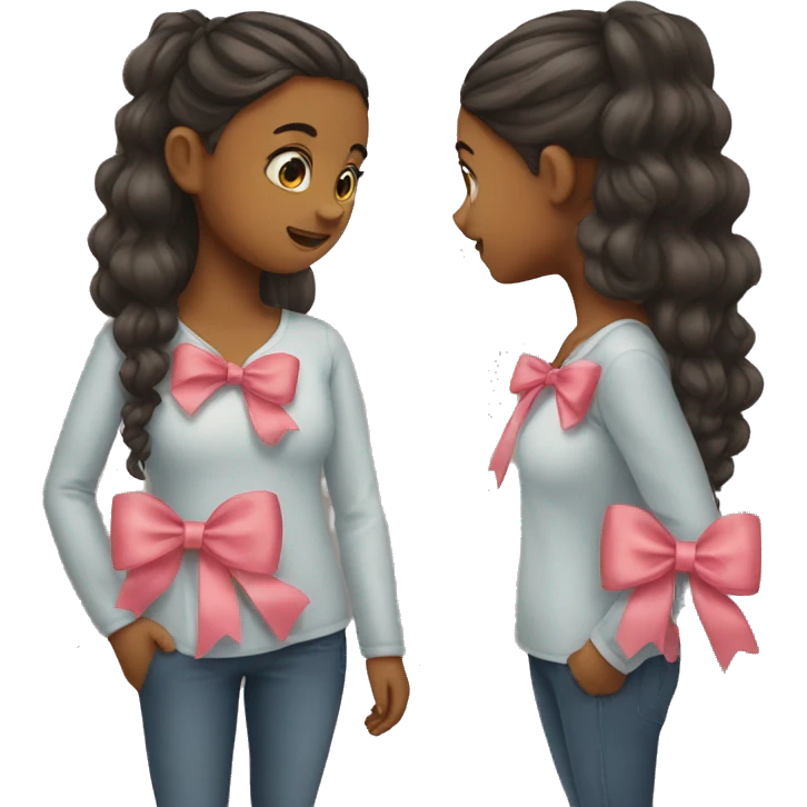 girl wearing pick bow emoji