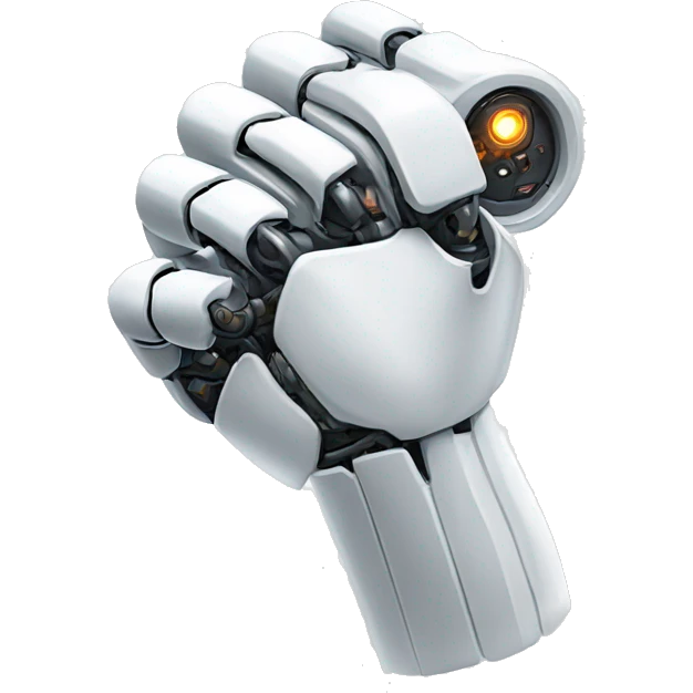 White mechanical cyborg arm and bicep emoji