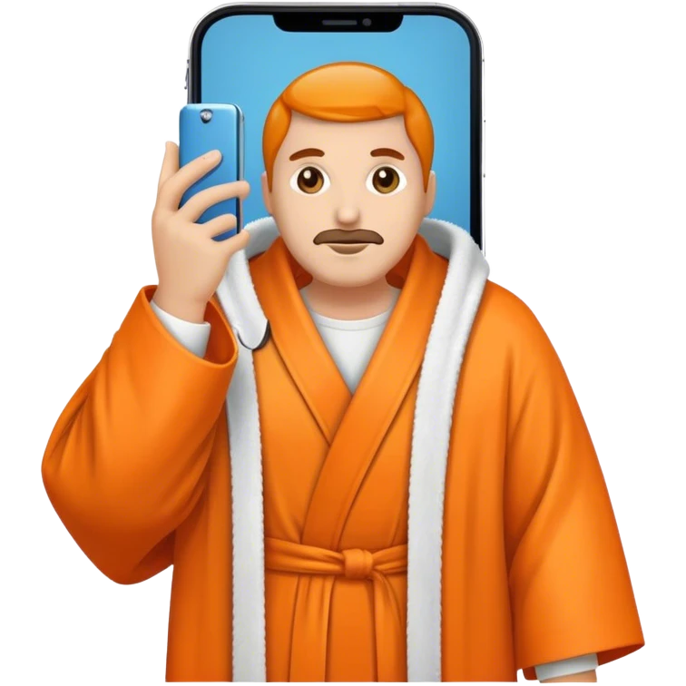 a mobile Phone in a orange robe emoji