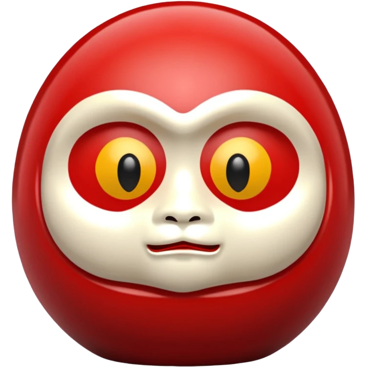 daruma doll, Round body, smooth glossy surface, red primary color with gold details. emoji