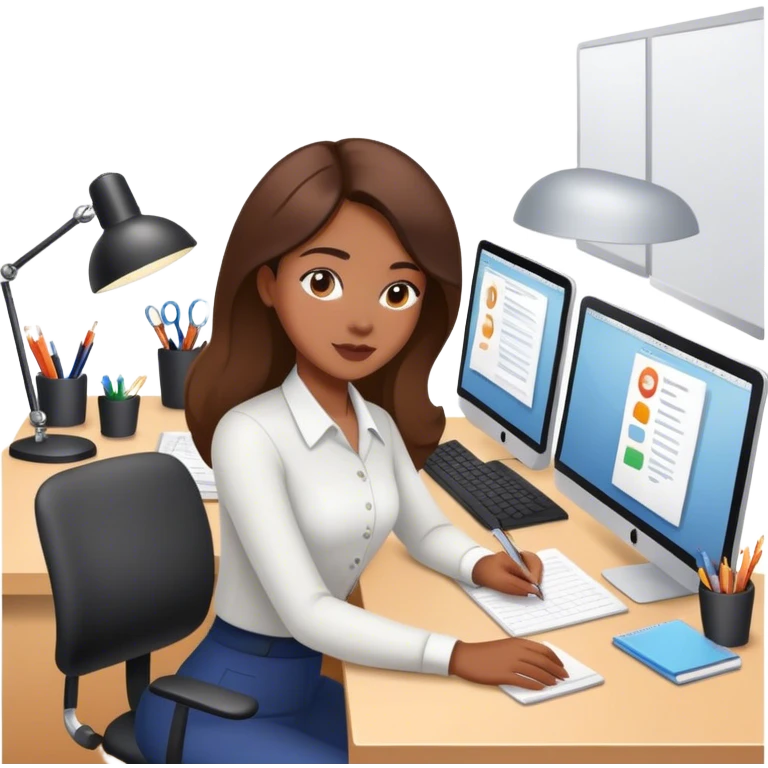 Women at work behind desk clean emoji