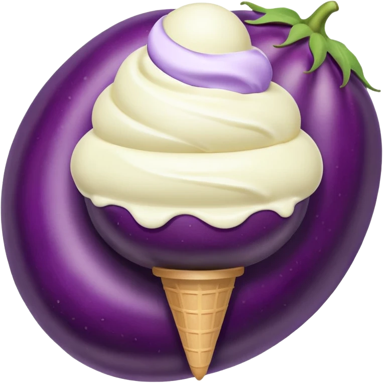 An eggplant with white ice cream on it emoji