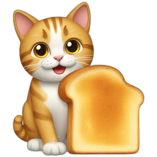 A cat with a tost in the left hand emoji