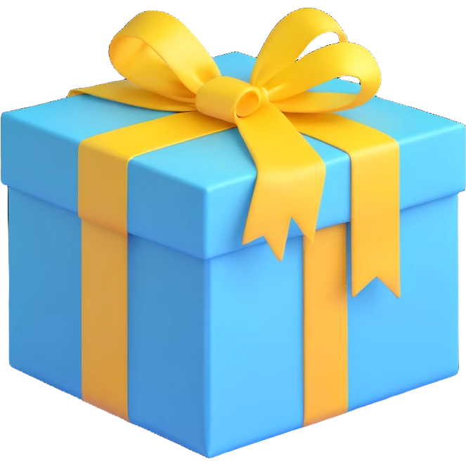 light blue gift box with yellow ribbon emoji