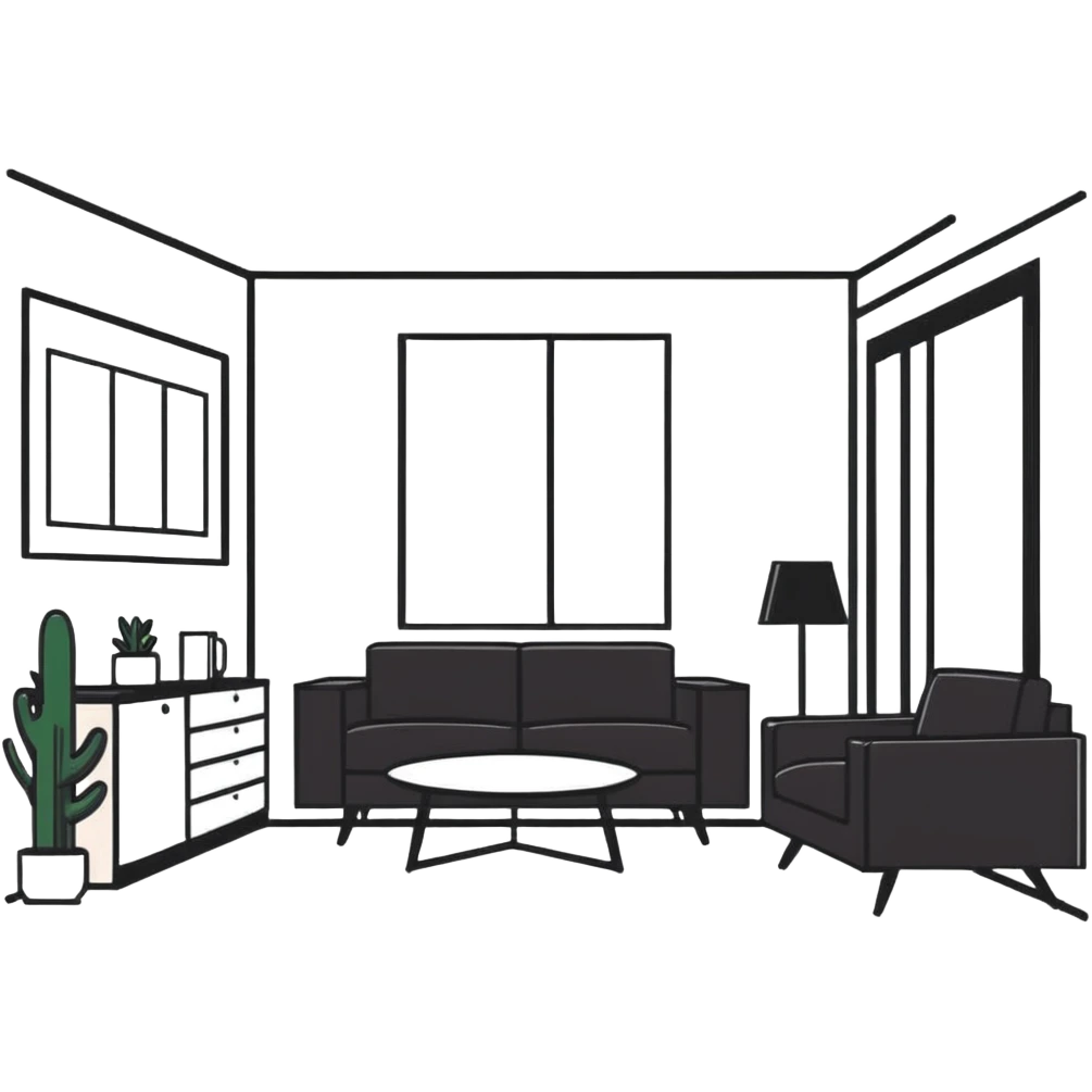 minimalist room interior with modern furniture emoji