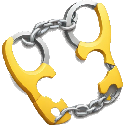 broken with yellow hint handcuffs emoji