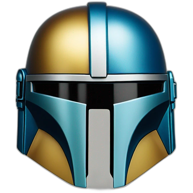 shiny mandalorian helmet with blue/gold accents emoji