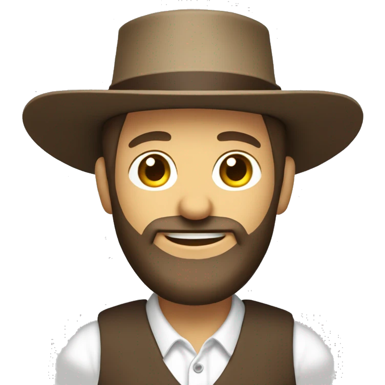 Amish man white with brown straw hat building a building with beard without a mustache smiling  emoji