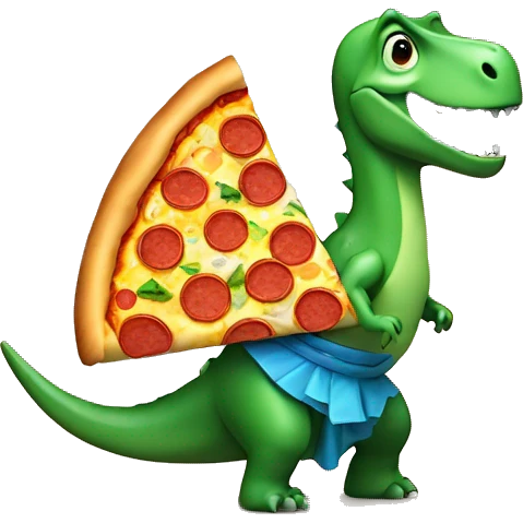 Dino in a hula skirt on a piece of pizza  emoji