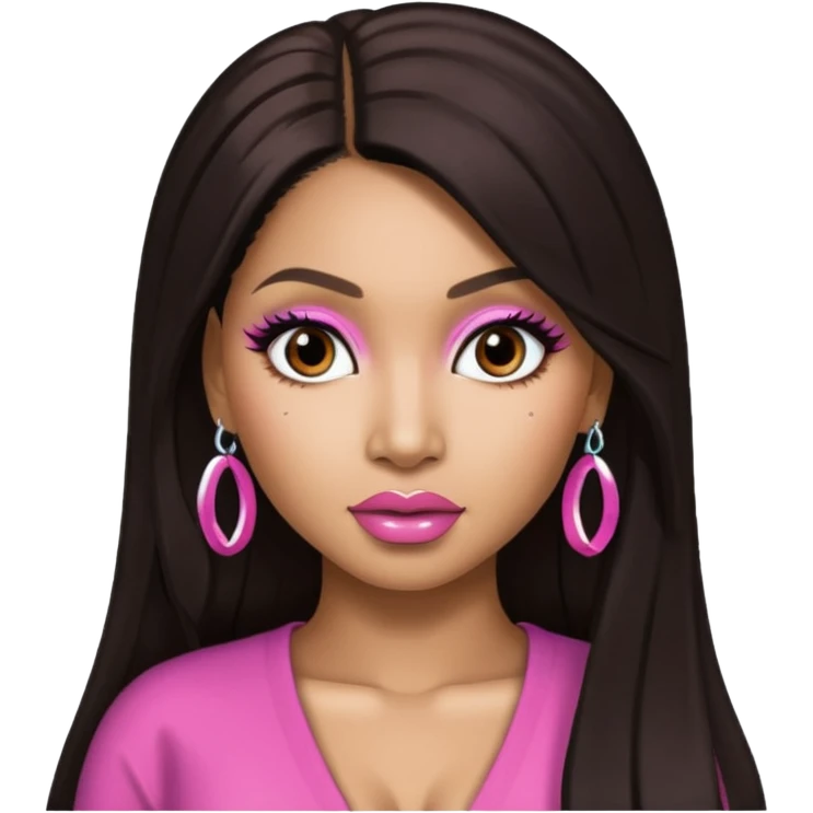 Nicki Minaj with long dark brown hair emoji