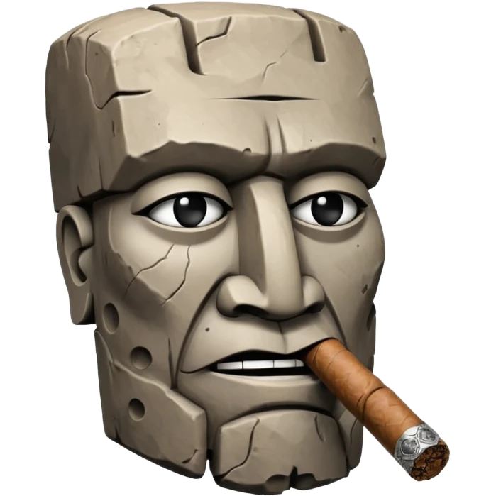 Blocky Easter island head smoking cigar emoji