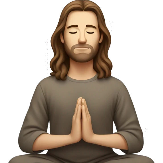 white man with long brown hair meditating emoji
