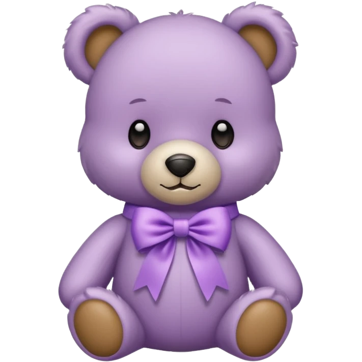 Teddy bear wearing a lilac ribbon around its neck  emoji