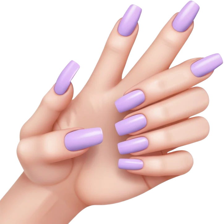 lilac pastel manicure with square-shaped nails emoji